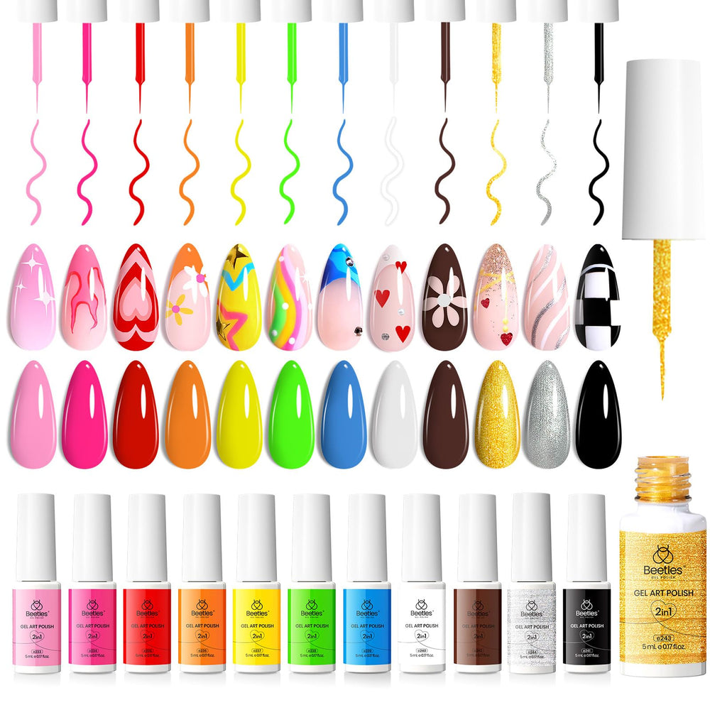 Beetles Nail Art Polish Set 12 Colors swatches for easy color matching