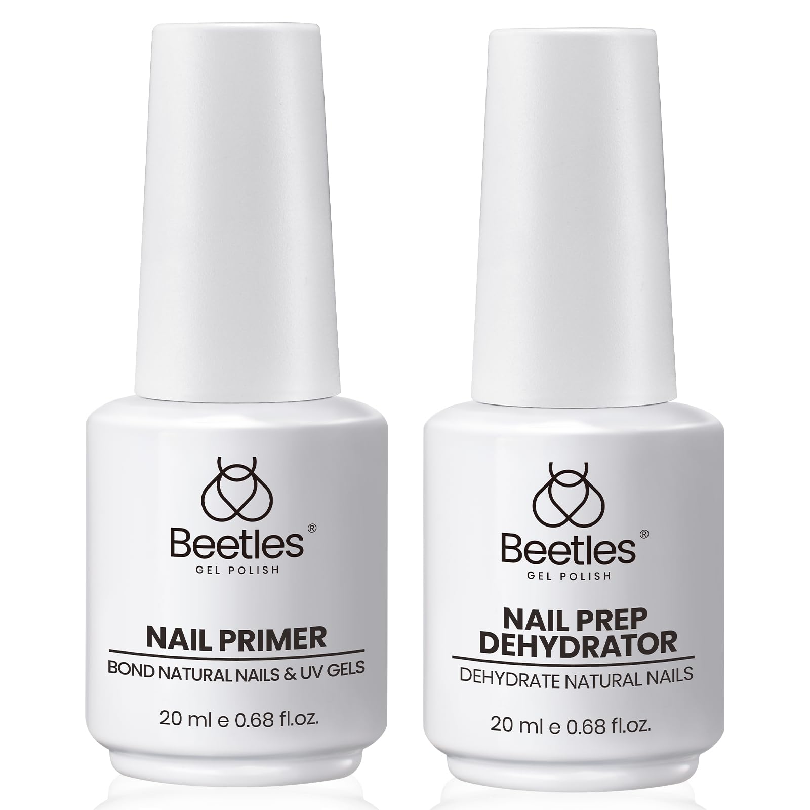 Beetles Nail Dehydrator & Primer bottle shows 20ml capacity for longer salon prep sessions.