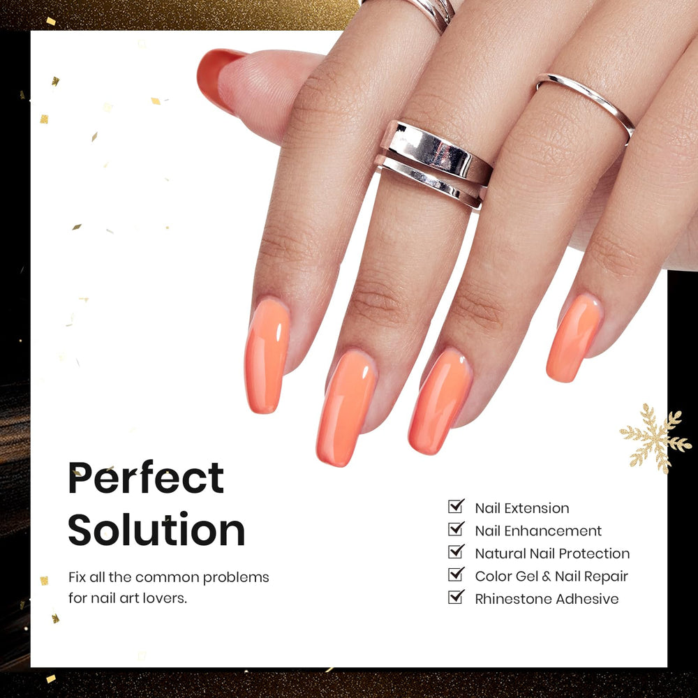 Beetles Nail extensions shape demonstrates a natural tapered look.