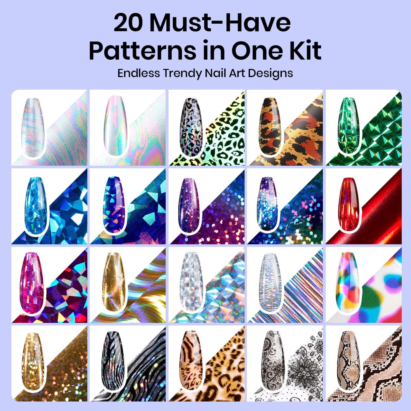 Beetles Nail Foil Art Kit metal holographic foil for bold nail accents.