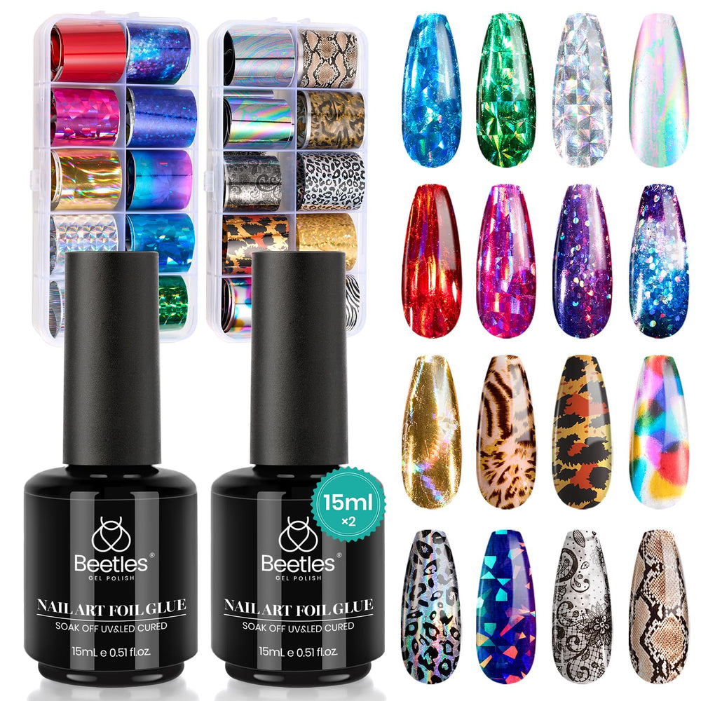 Beetles Nail Foil Art Kit packaging; convenient for at-home nail art beginners.