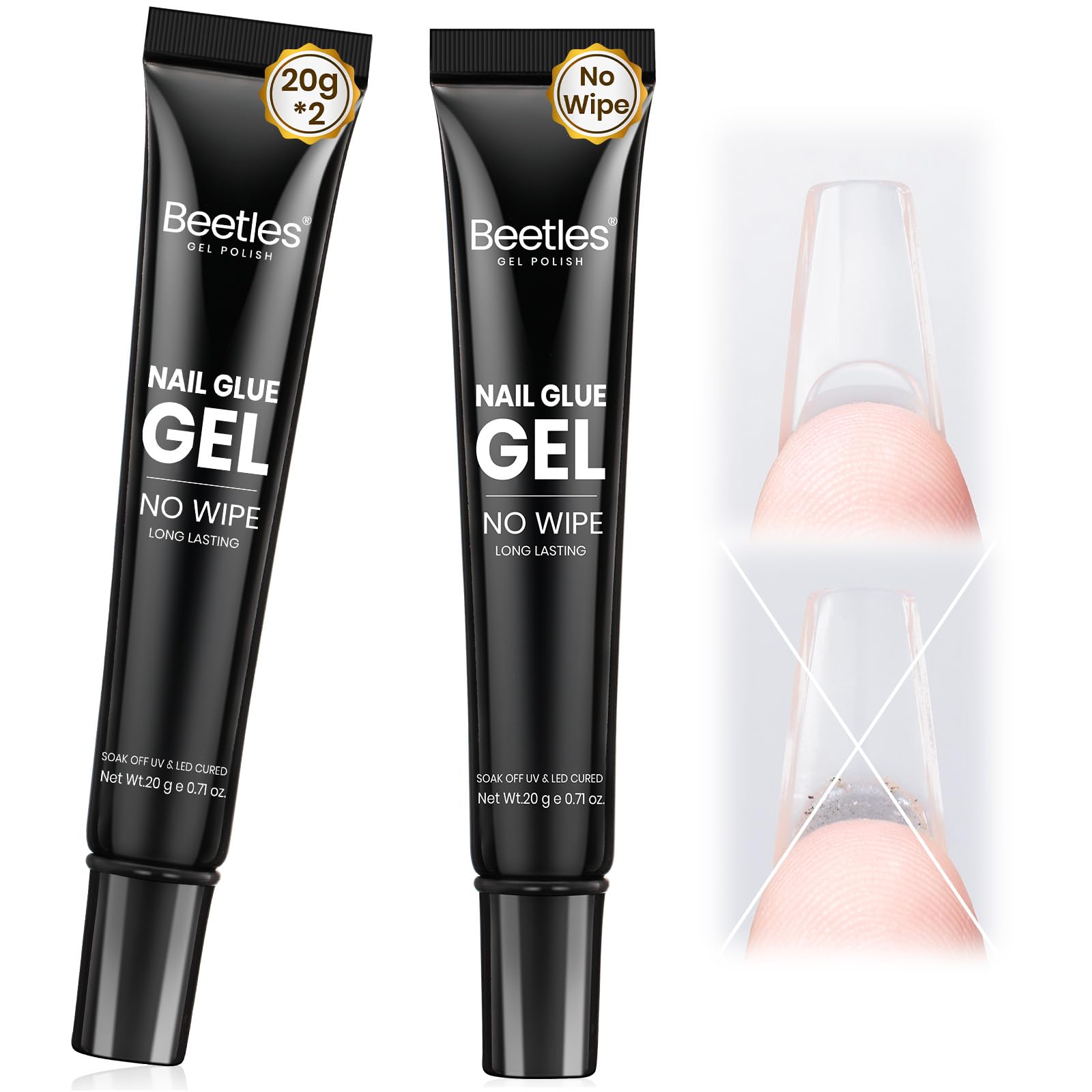 Beetles Nail Glue Gel 2pcs pack bottles for convenient at-home manicures