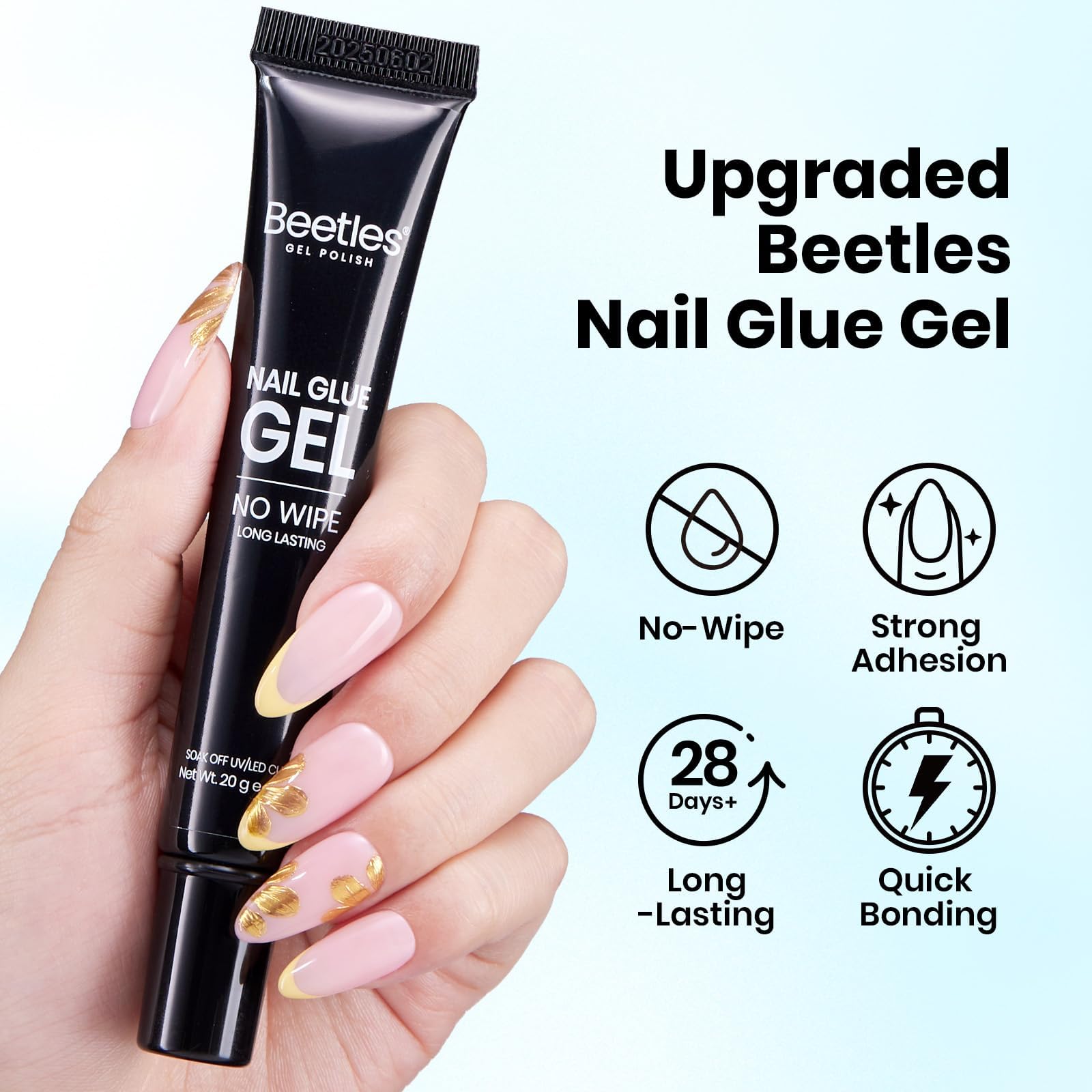 Beetles Nail Glue Gel seamless finish fills gaps for natural-looking press-ons