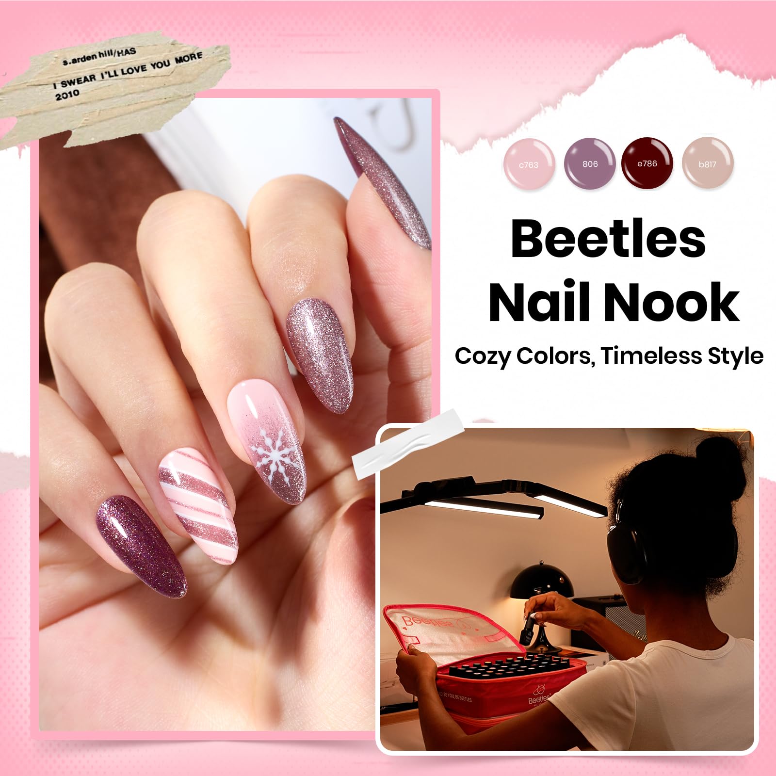 Beetles Nail Nook glossy top coat delivers a high-shine finish.