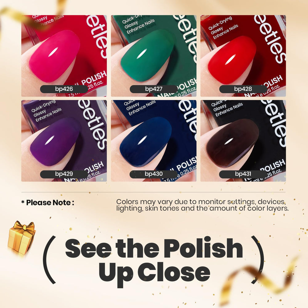 Beetles formula includes keratin and vitamins for nail care.
