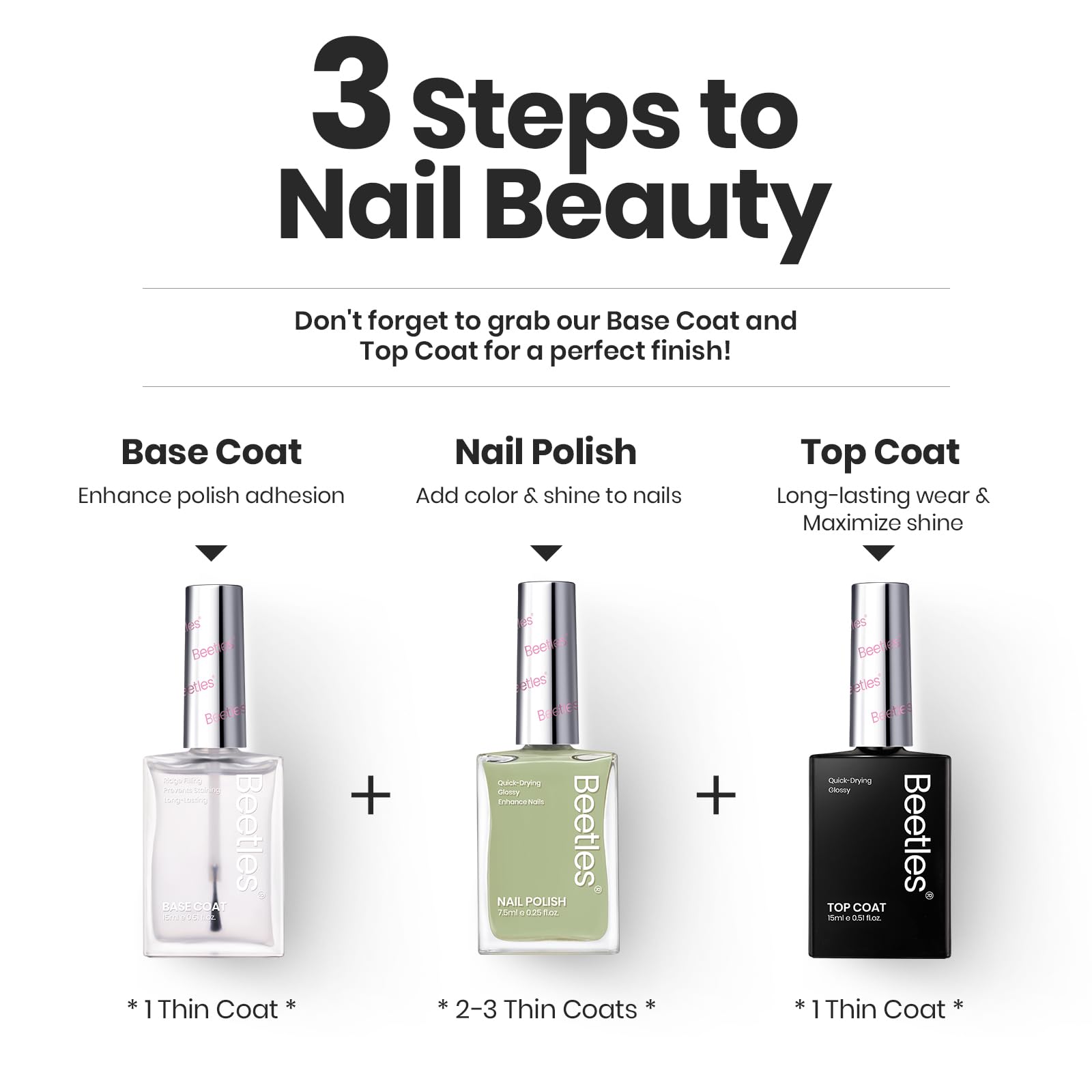 Beetles Gel Polish Set P176 nail-art finish on natural nails for home use.