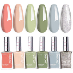 Beetles Gel Polish P176 packshot showing six color options for DIY nail art.