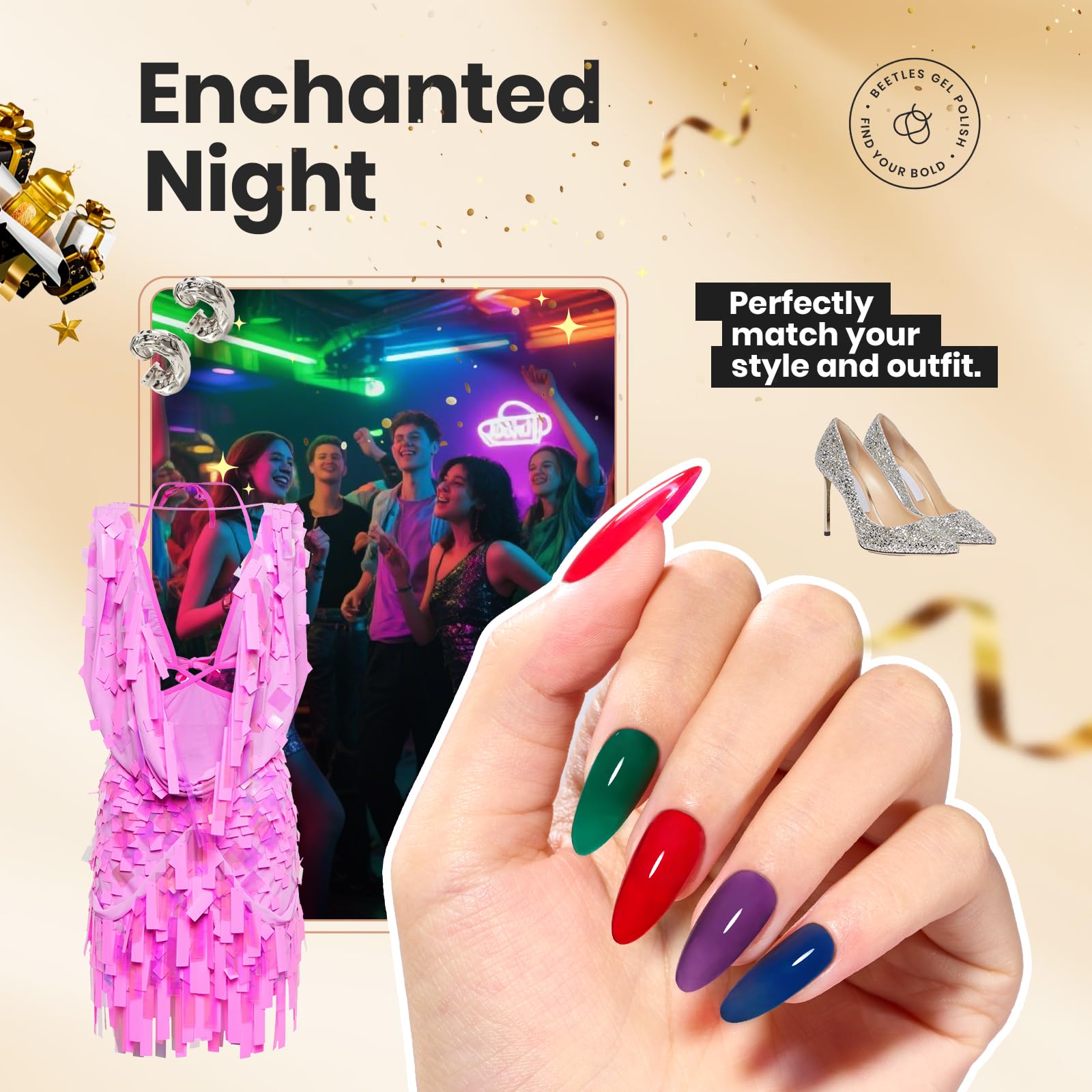Beetles polish without UV lamp, convenient and time-saving.