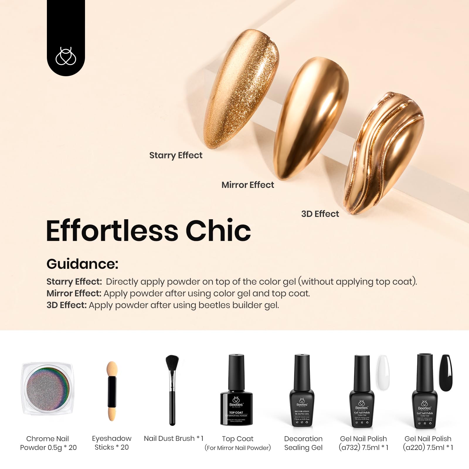Beetles chrome powder dusting brush for precise application