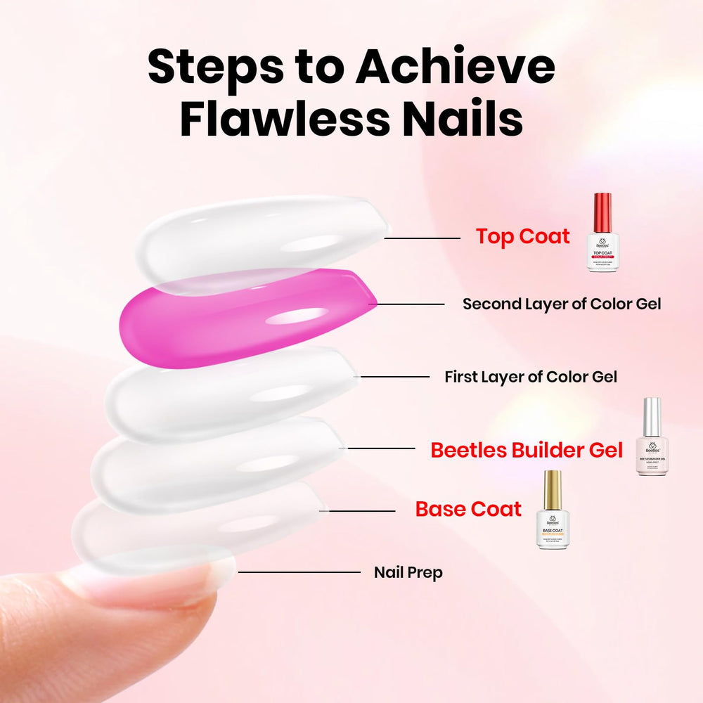 Beetles prep with nail dehydrator cleans oil for better adhesion.