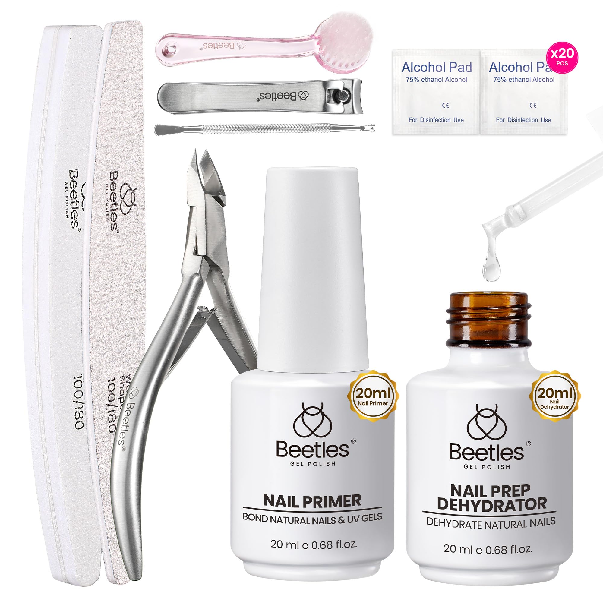Beetles nail prep kit dehydrator 20ml for oil-free base and strong adhesion