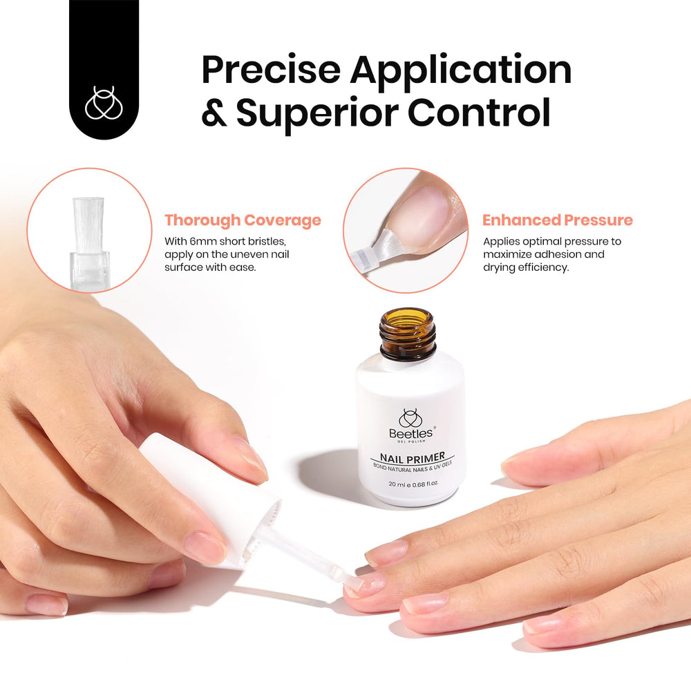 Beetles Nail Primer with a 6mm brush enables close, even pressure for deep grooves.