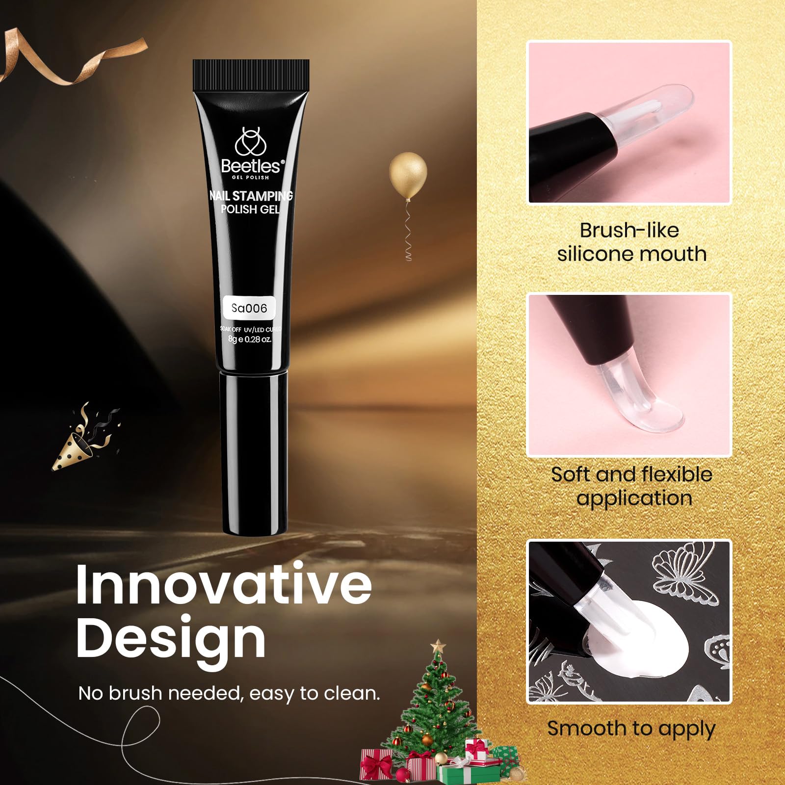 Beetles Nail Stamp Gel scraper tool helps smooth, even application and cleanup.