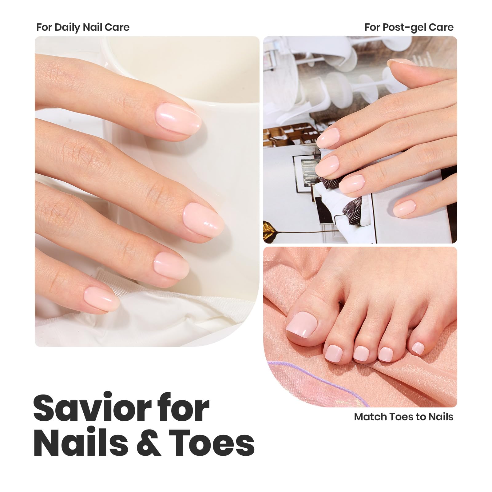 Beetles Nail Strengthener and Growth Concealer on damaged nails aiding repair.