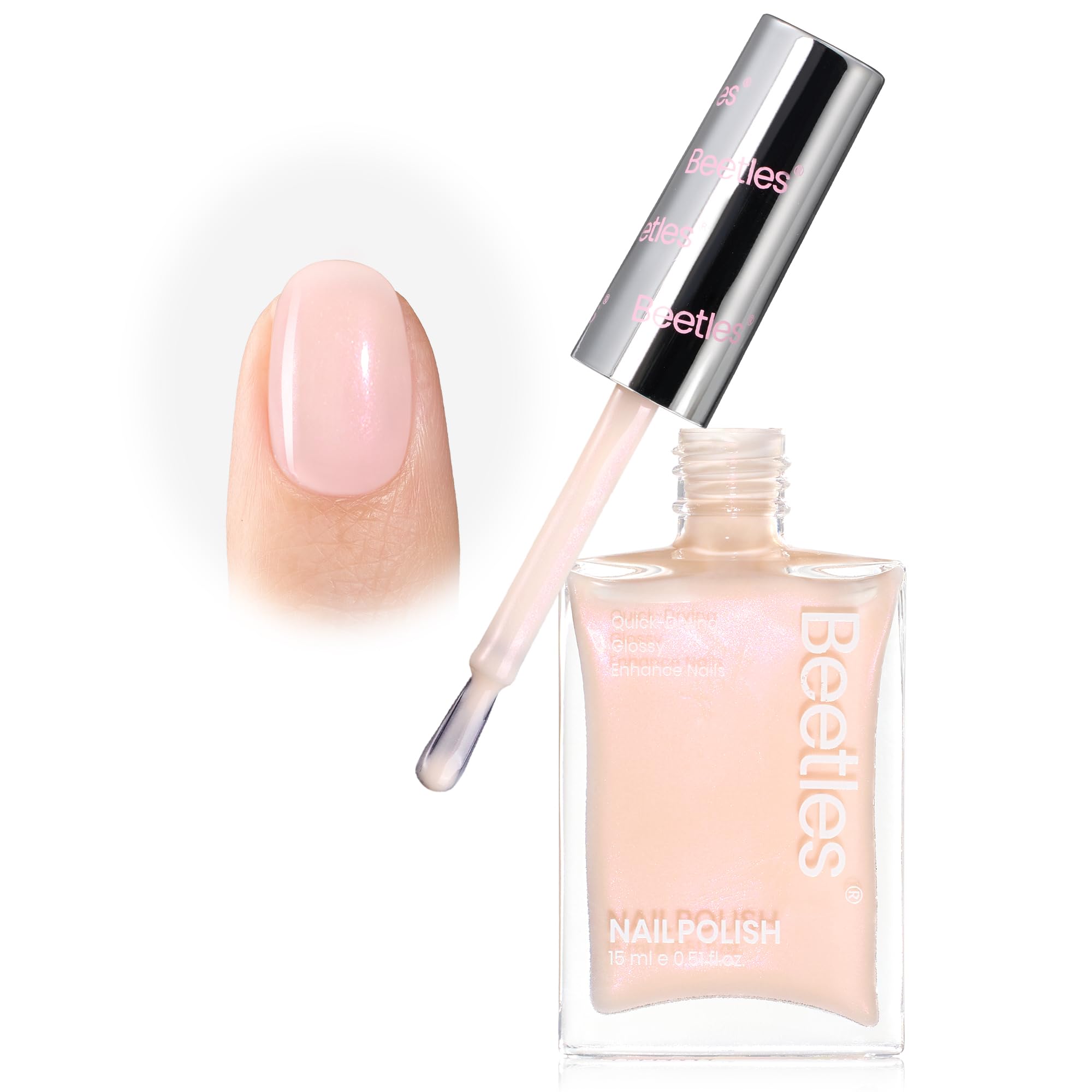 Beetles Nail Strengthener and Growth Concealer bottle highlighting safe formula.
