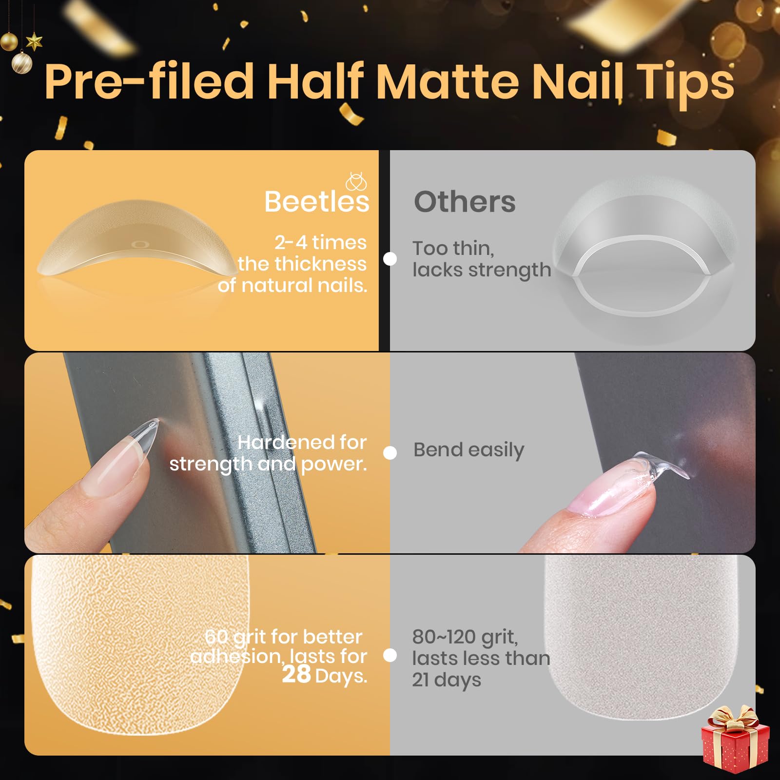 Beetles 504 nail tips pack with numbered sizes for easy selection.