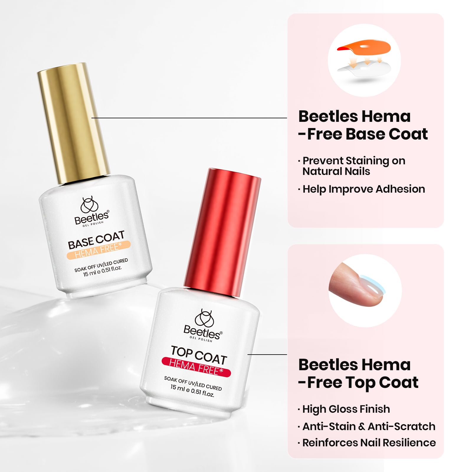 Beetles cured nails showcase shiny, chip-free finish.