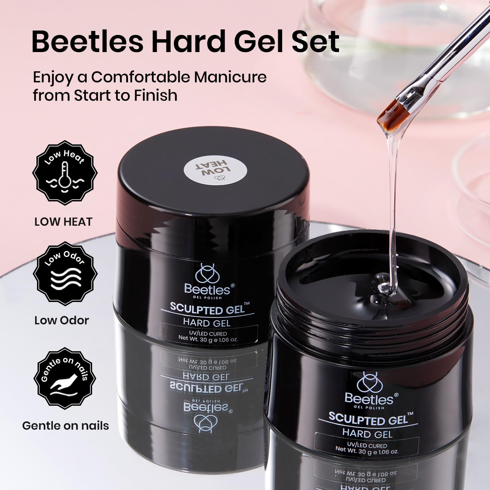 Beetles durable gloss finish showcases long-lasting salon-worthy shine.