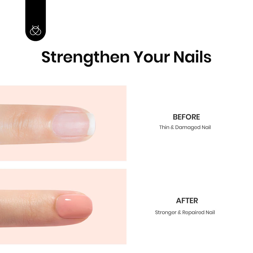 Beetles Nude Color Base Gel nail-strength closeup showing reinforced nails