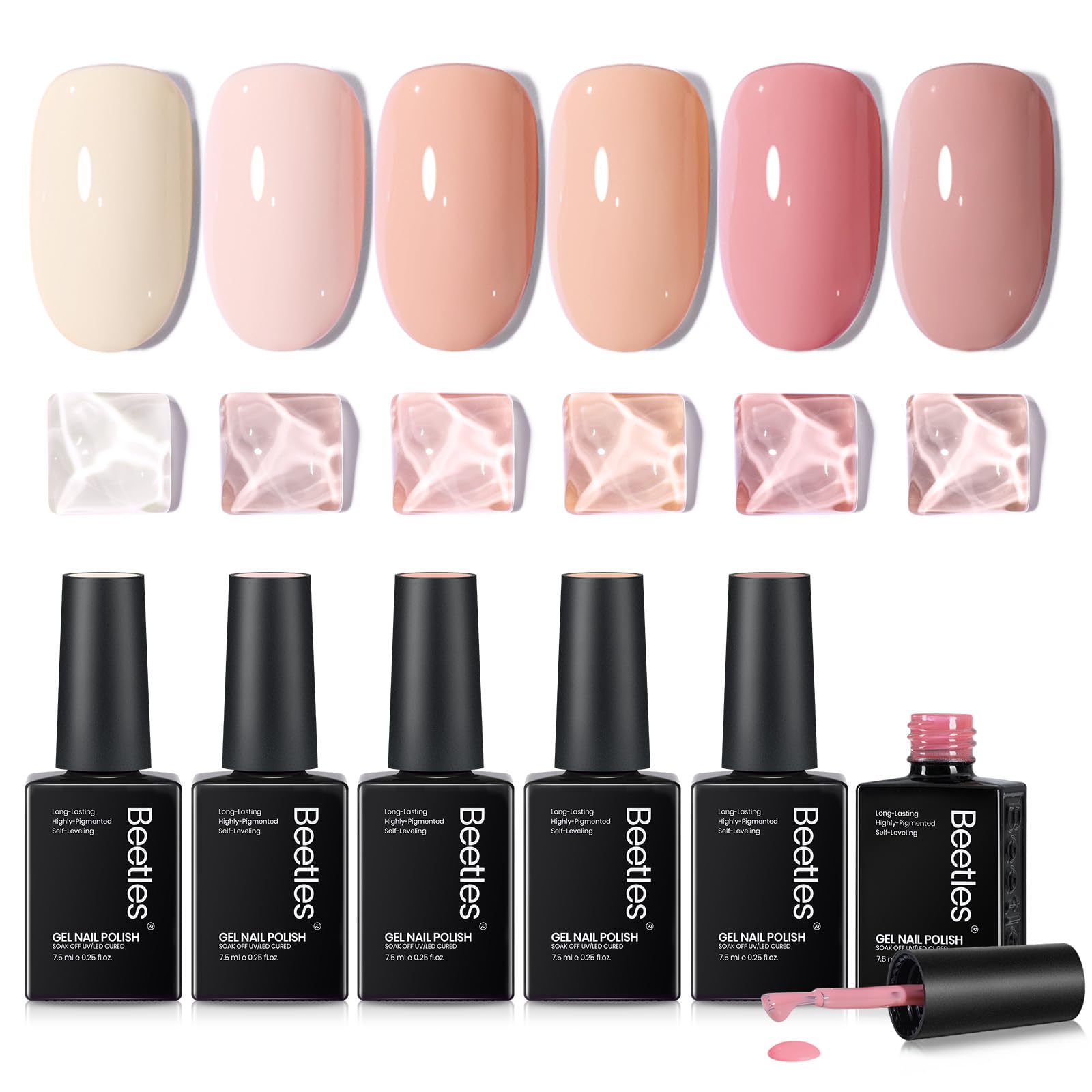 Beetles Nude Gel Polish at-home manicure set ready-to-use three-step routine.