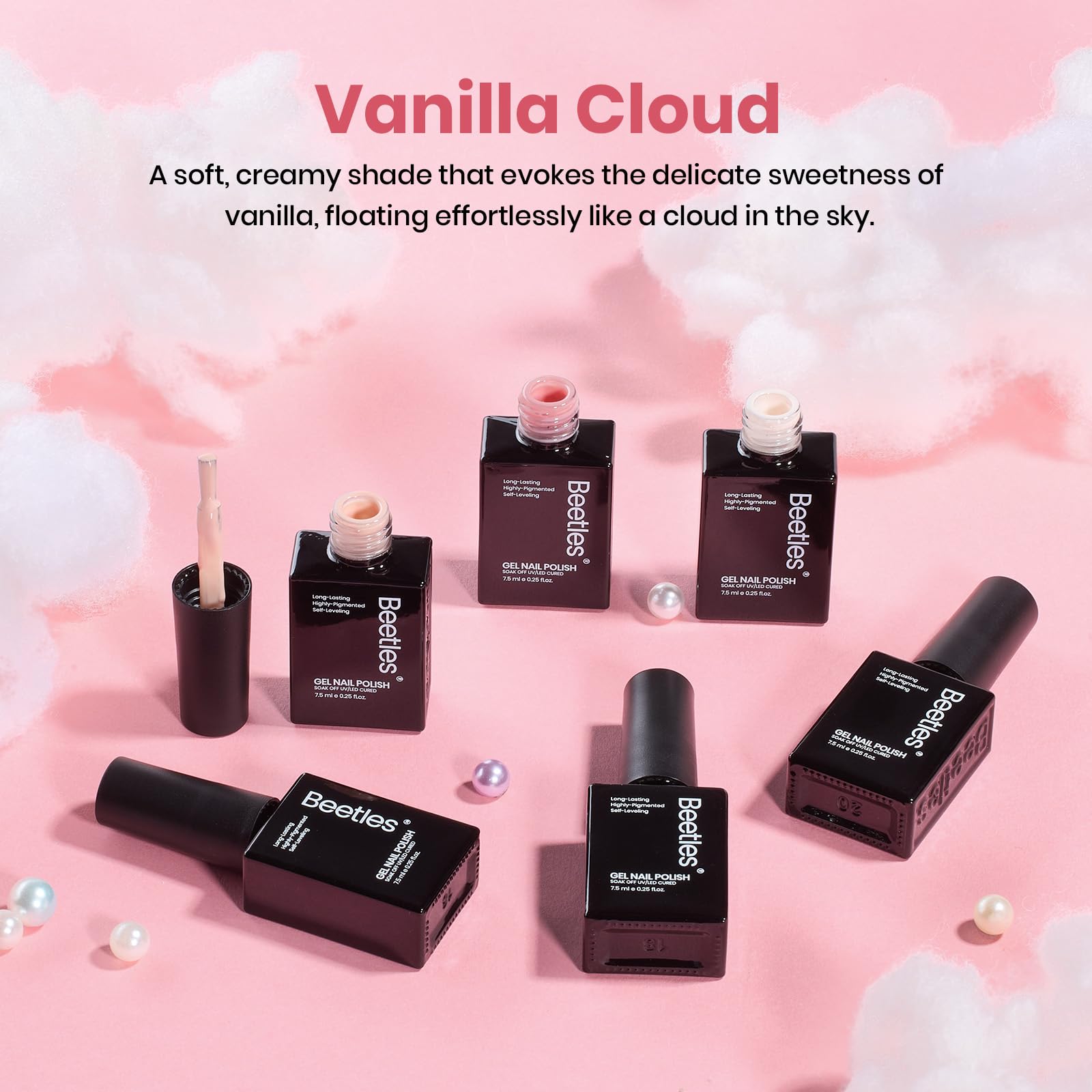 Beetles Nude Gel Polish gift Box showing chic Vanilla Cloud packaging ready for gifting.