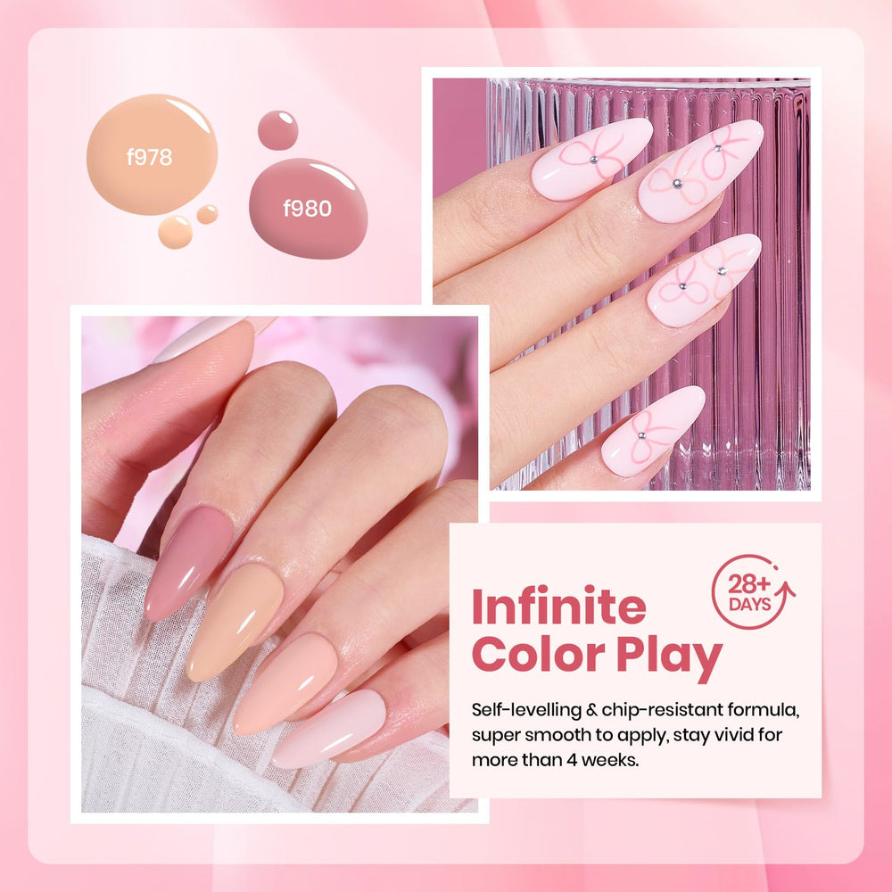 Beetles Nude Gel Polish nails under manicure showing even, glossy finish.