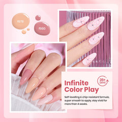Beetles Nude Gel Polish nails under manicure showing even, glossy finish.