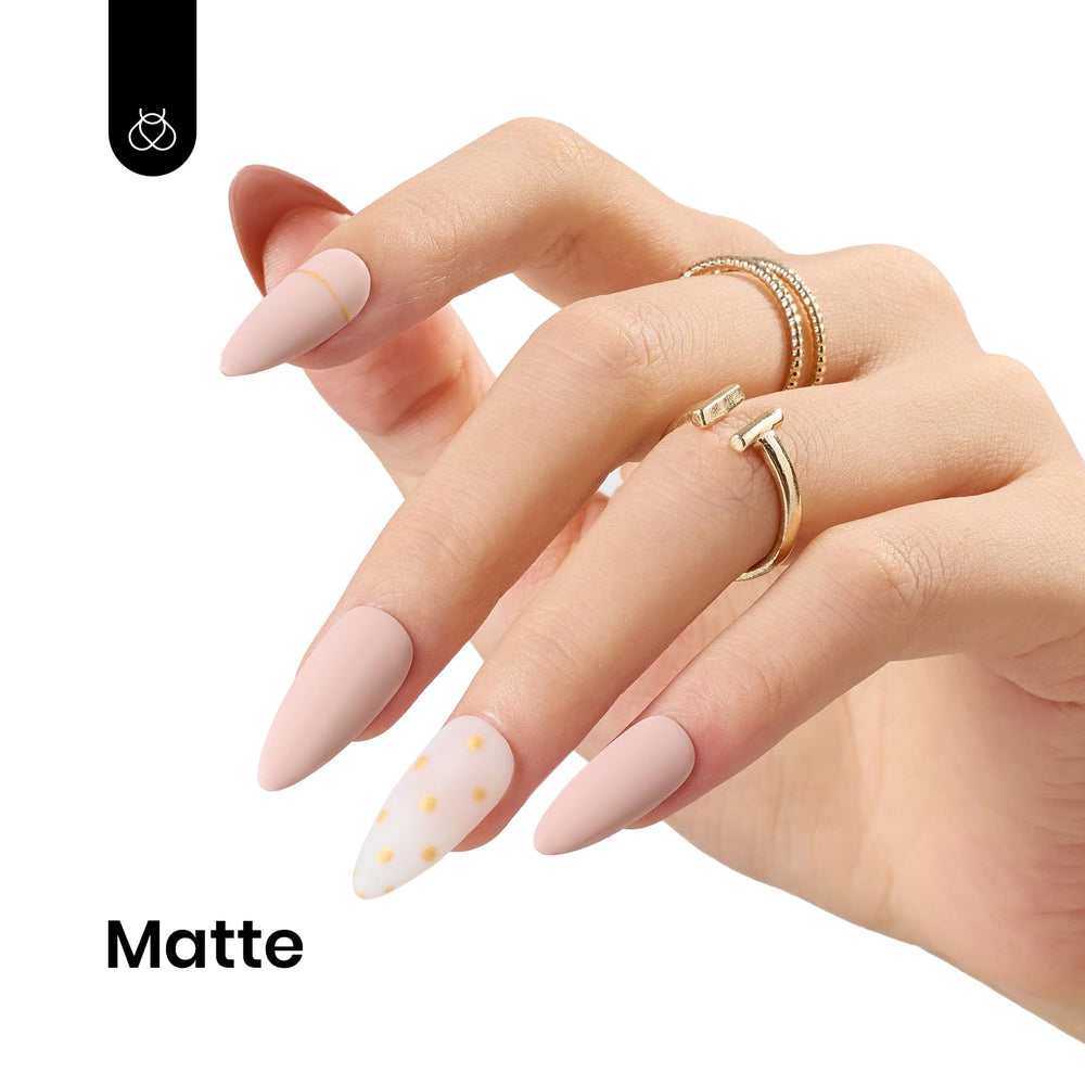 Beetles Nude Gel Polish Hazelnut Milk bottle in hand for premium DIY nails