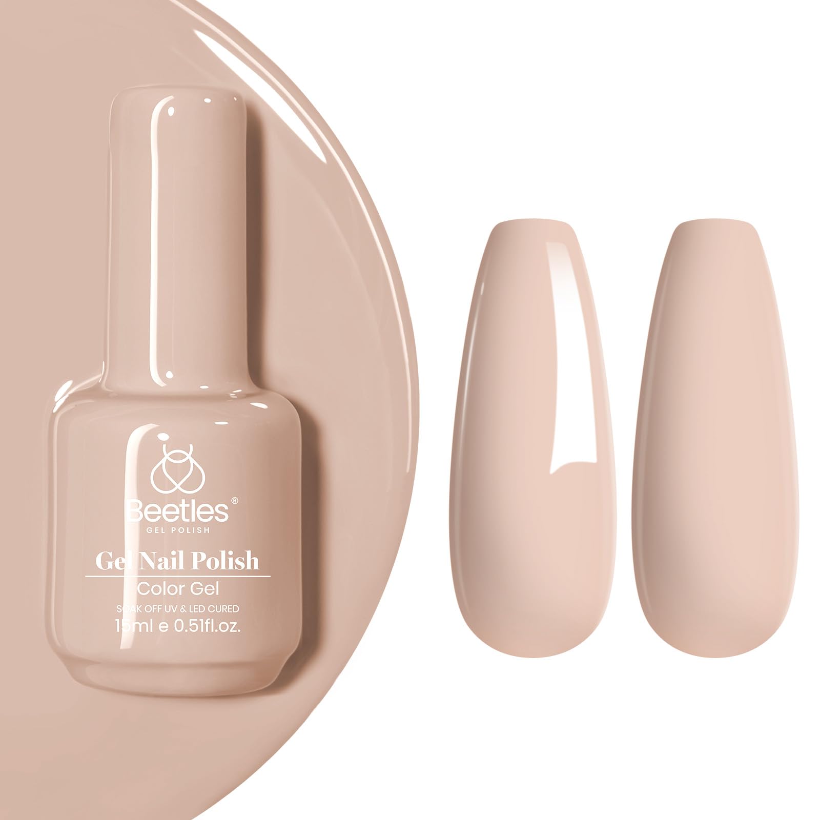 Beetles Nude Gel Polish Hazelnut Milk bottle with brush offers long-lasting color