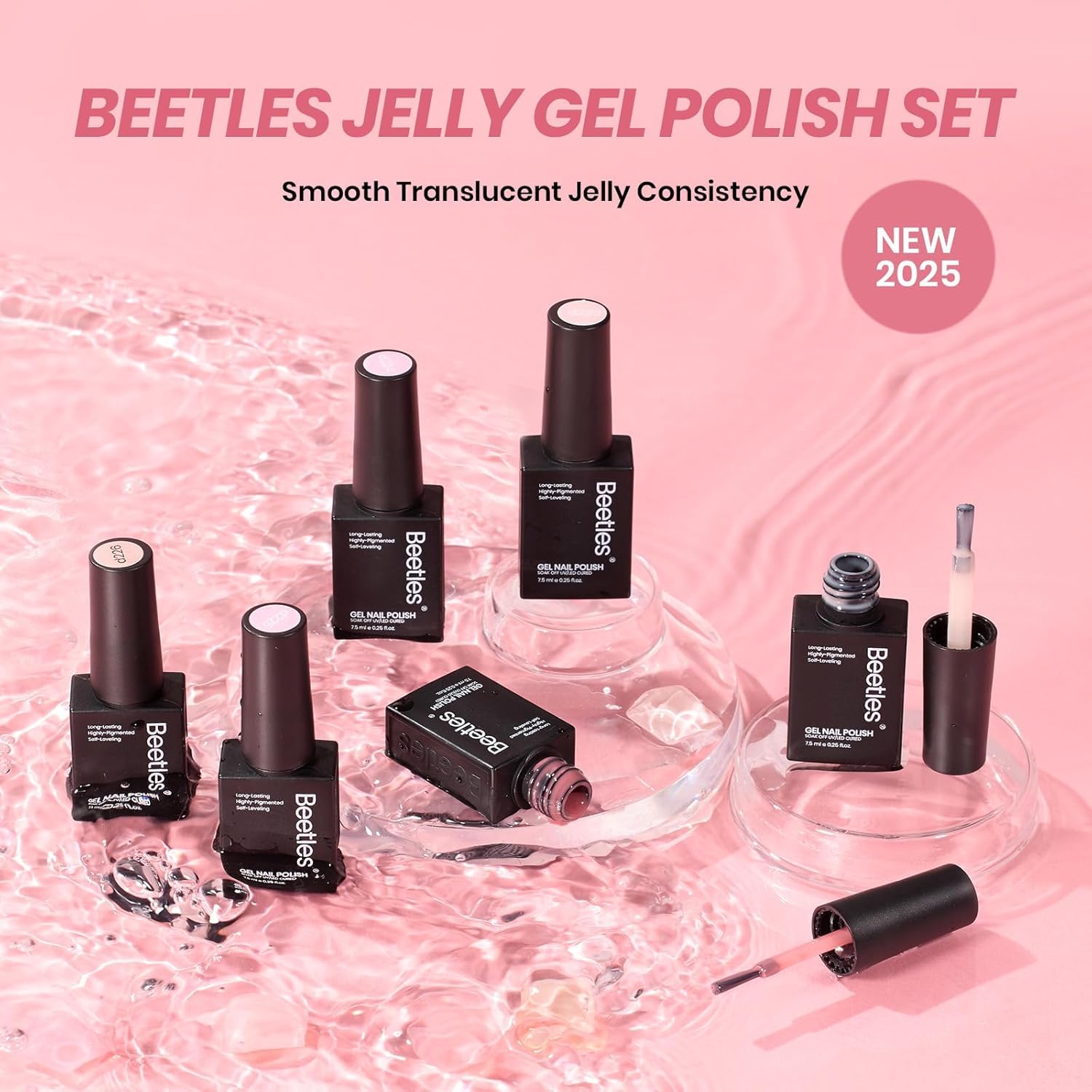 Beetles Nude Gel Nail Polish Set glossy finish swatch shows shine