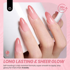 Beetles Nude Gel Nail Polish Set layering swatch from sheer to opaque
