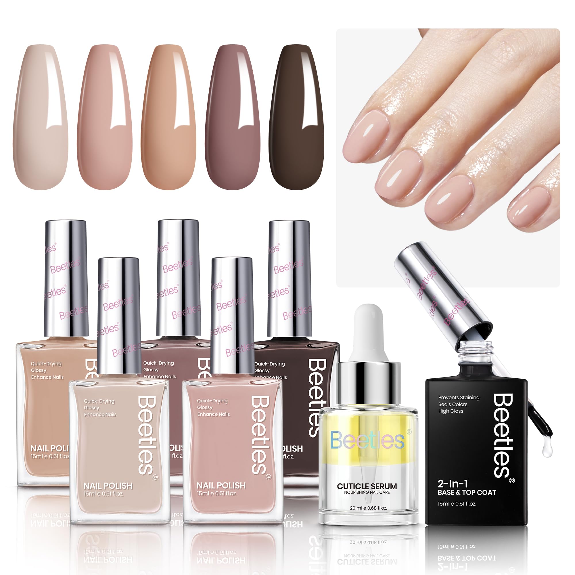 Beetles Nude Nail Polish Set 7Pcs – nude shades for everyday elegance and quick color changes