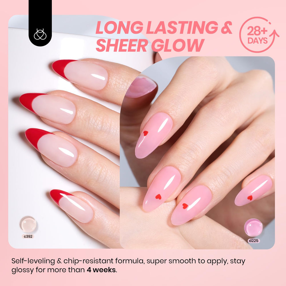 Beetles Nude Pink Gel Nail Kit Application Steps image demonstrates layering for depth