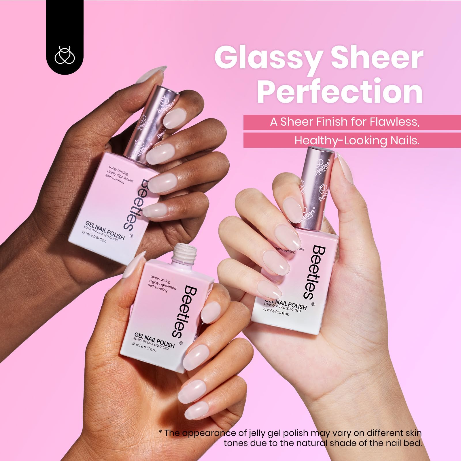 Beetles Nude Pink Gel Nail Polish Set multi-layer buildup video still showing customizable color depth