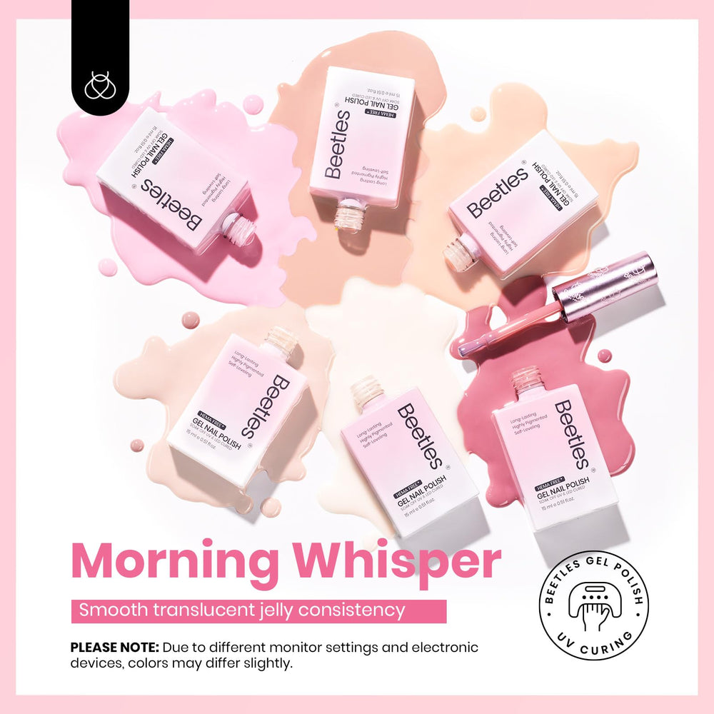 Beetles Nude Pink jelly polish color swatch highlights variety options.
