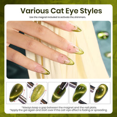 Beetles Olive Green Cat Eye gel polish with glossy finish for durable wear
