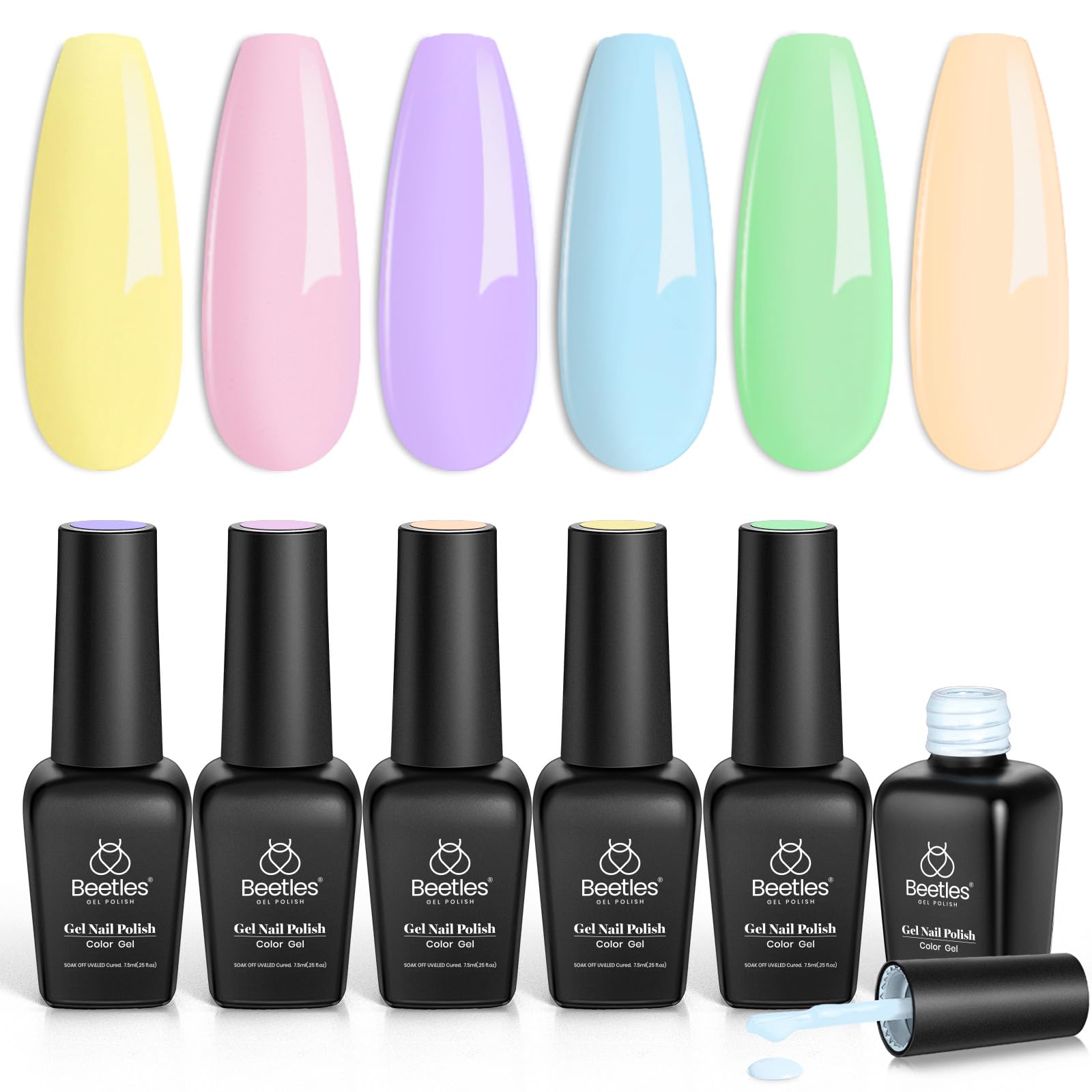 Beetles Pastel Gel Nail Polish set swatches for chic at-home manicures.