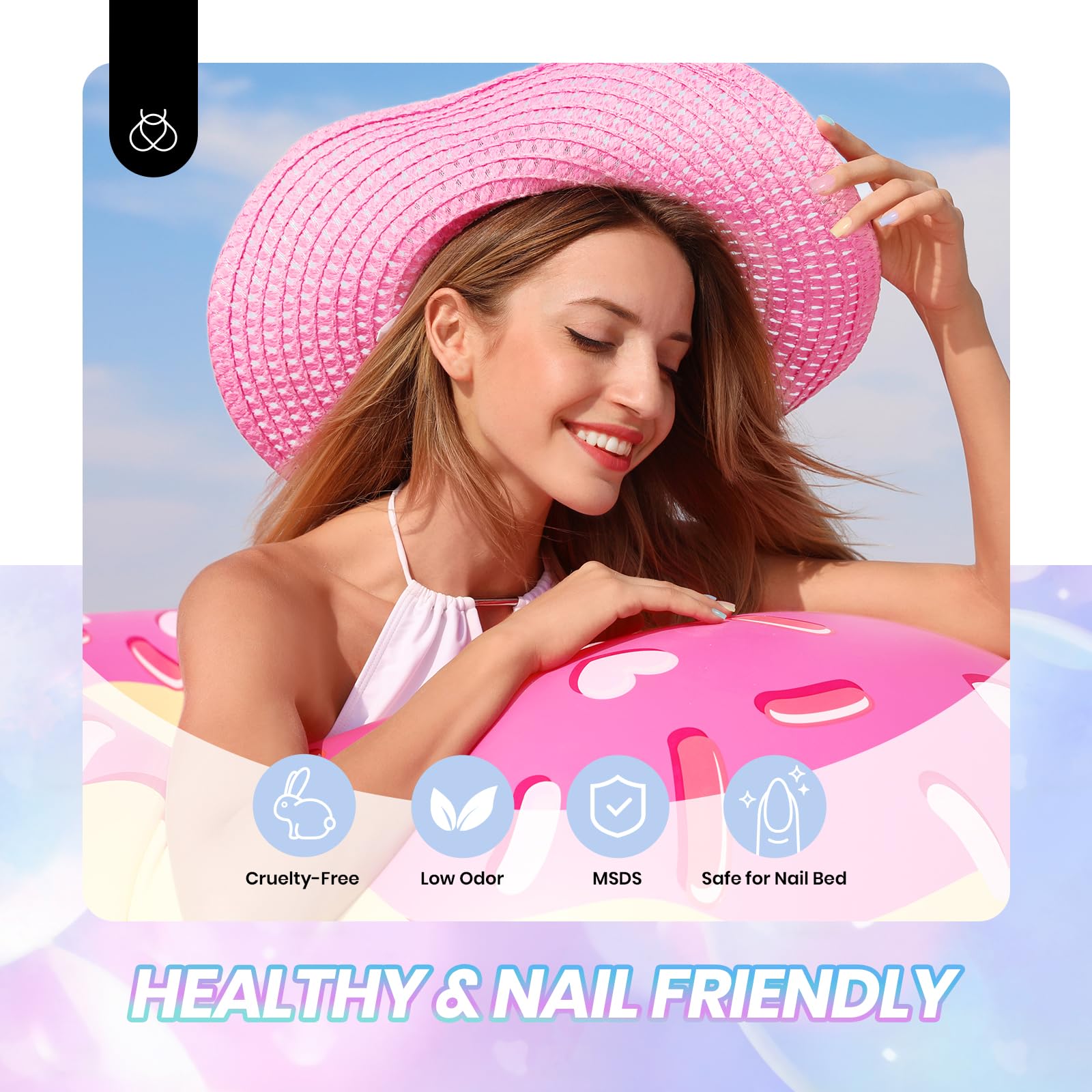 Beetles Pastel Gel Nails on hand showcasing soft jelly manicure