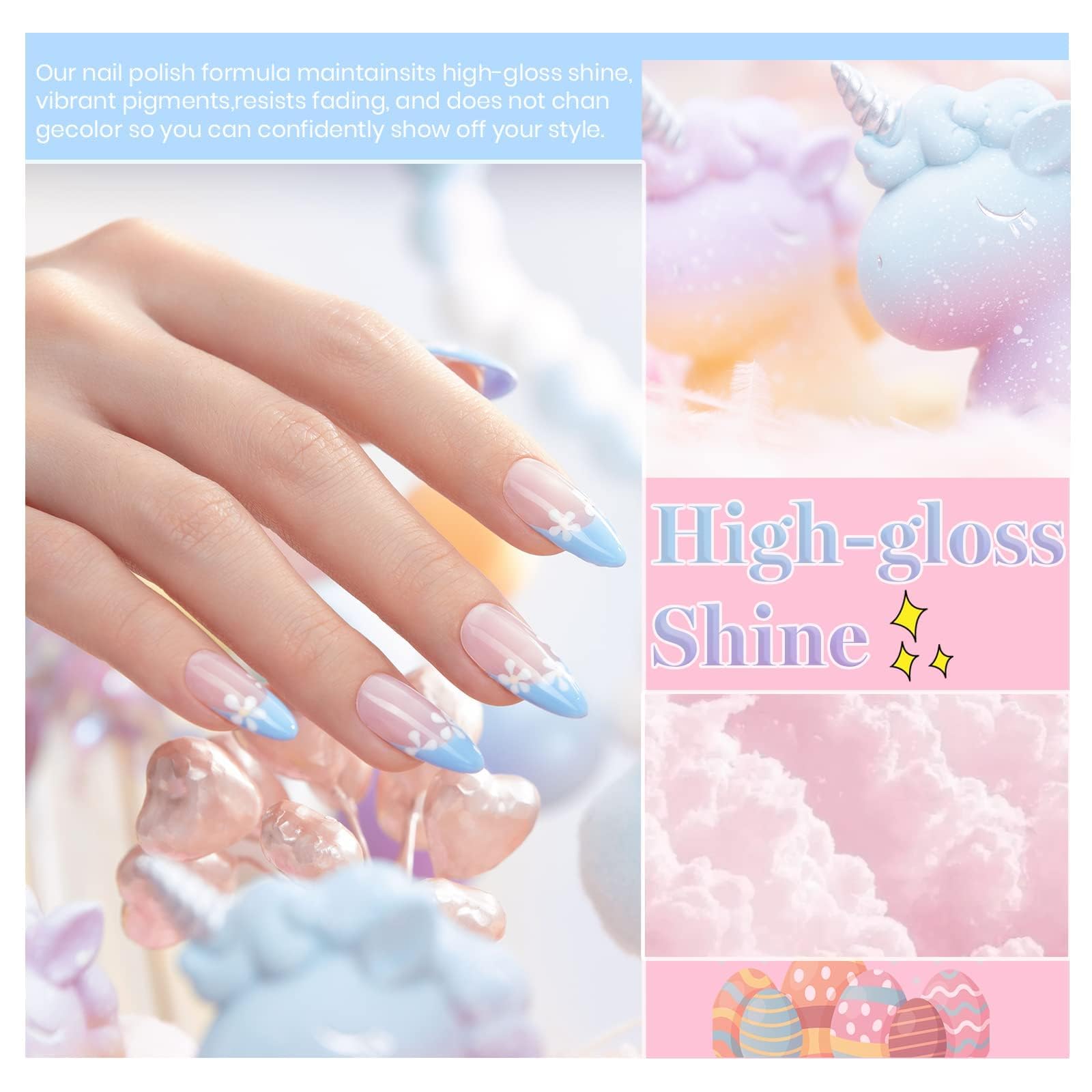 Beetles Pastel Gel Polish Set demonstrates easy application with base and top coat concept.
