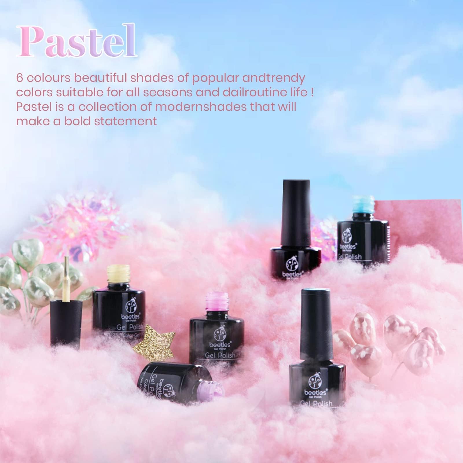 Beetles Pastel Gel Polish Gift Set shown as a thoughtful birthday or holiday gift.