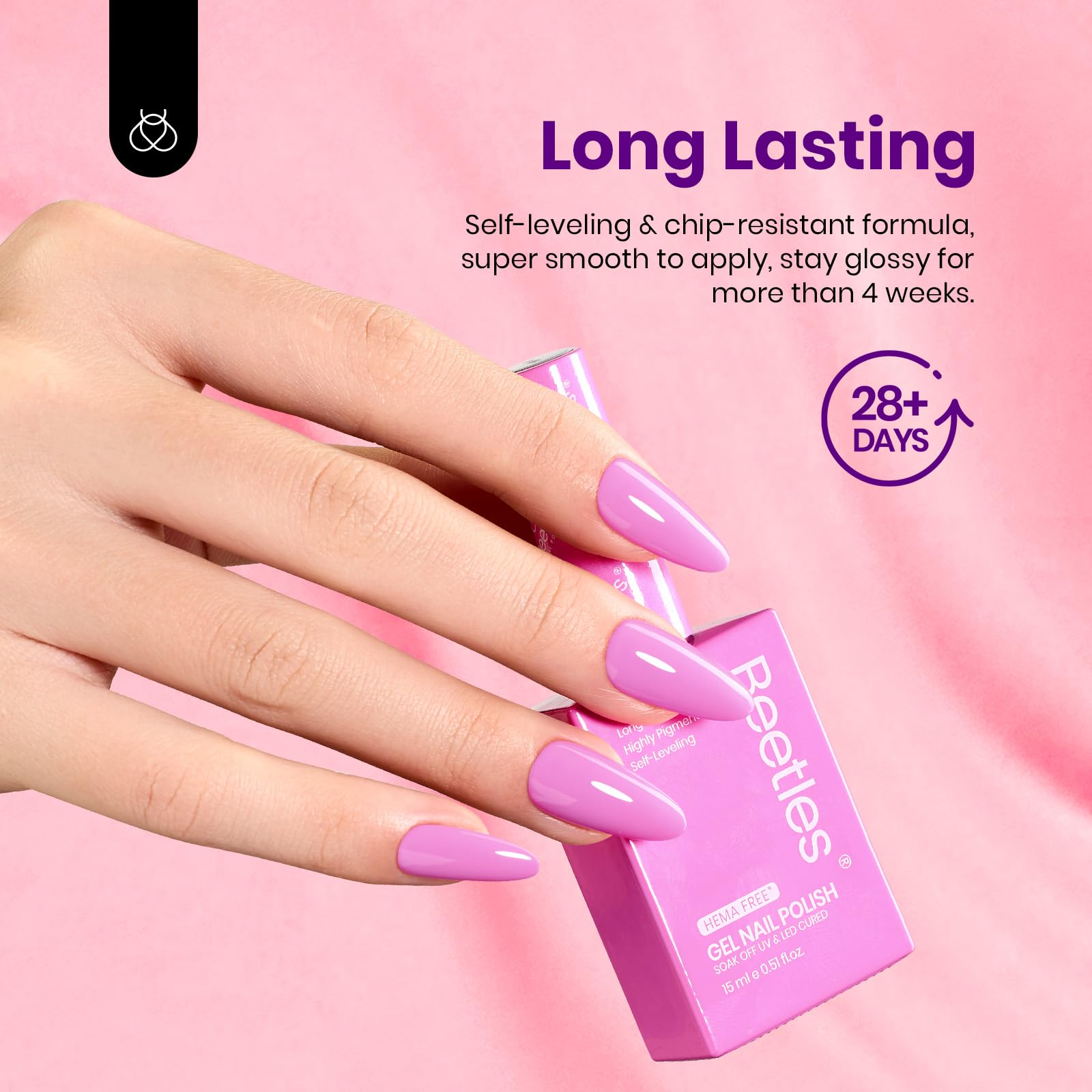 Beetles Pastel Gel Polish Purple bottle offers vibrant, wear-resistant color.