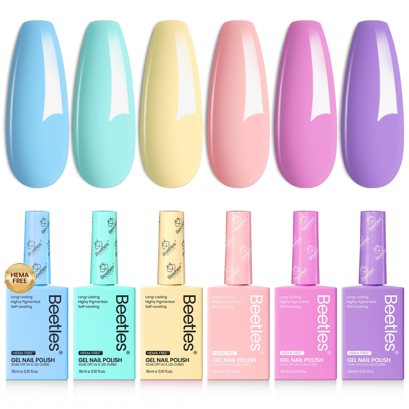 Beetles Pastel Gel Polish Yellow bottle for sunny, long-lasting manicure.