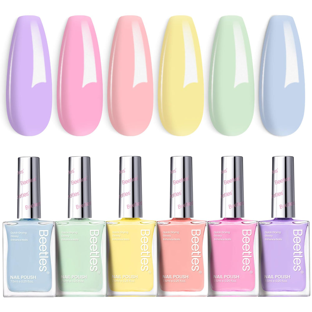 Beetles Pastel Nail Polish Set close-up bottle with pastel gloss finish for chic at-home manicure