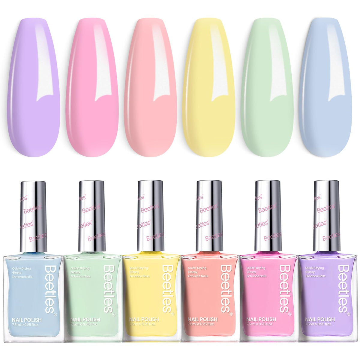 Beetles Pastel Nail Polish Set close-up bottle with pastel gloss finish for chic at-home manicure