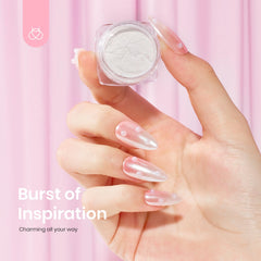 Beetles Pearl Chrome Nail Powder White iridescent sheen visible on swatch
