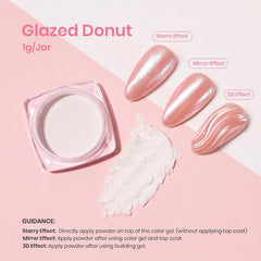 Beetles Pearl Chrome Nail Powder White on acrylic nails for durable shiny finish