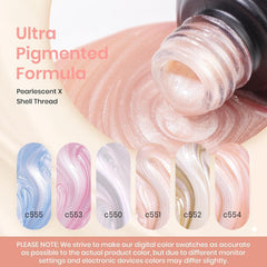 Beetles Pearl Gel Polish mermaid shell effect close-up shows unique texture options on nails.