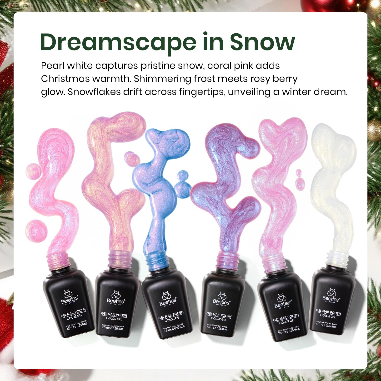 Beetles Pearl Gel Nail Polish Set Christmas gift box ready packaging.