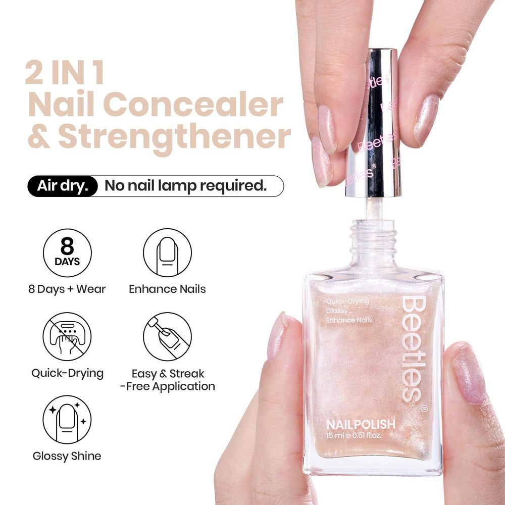 Beetles Pearl Nail Polish golden-fizz-swirl delivers long-lasting gloss for up to eight days.
