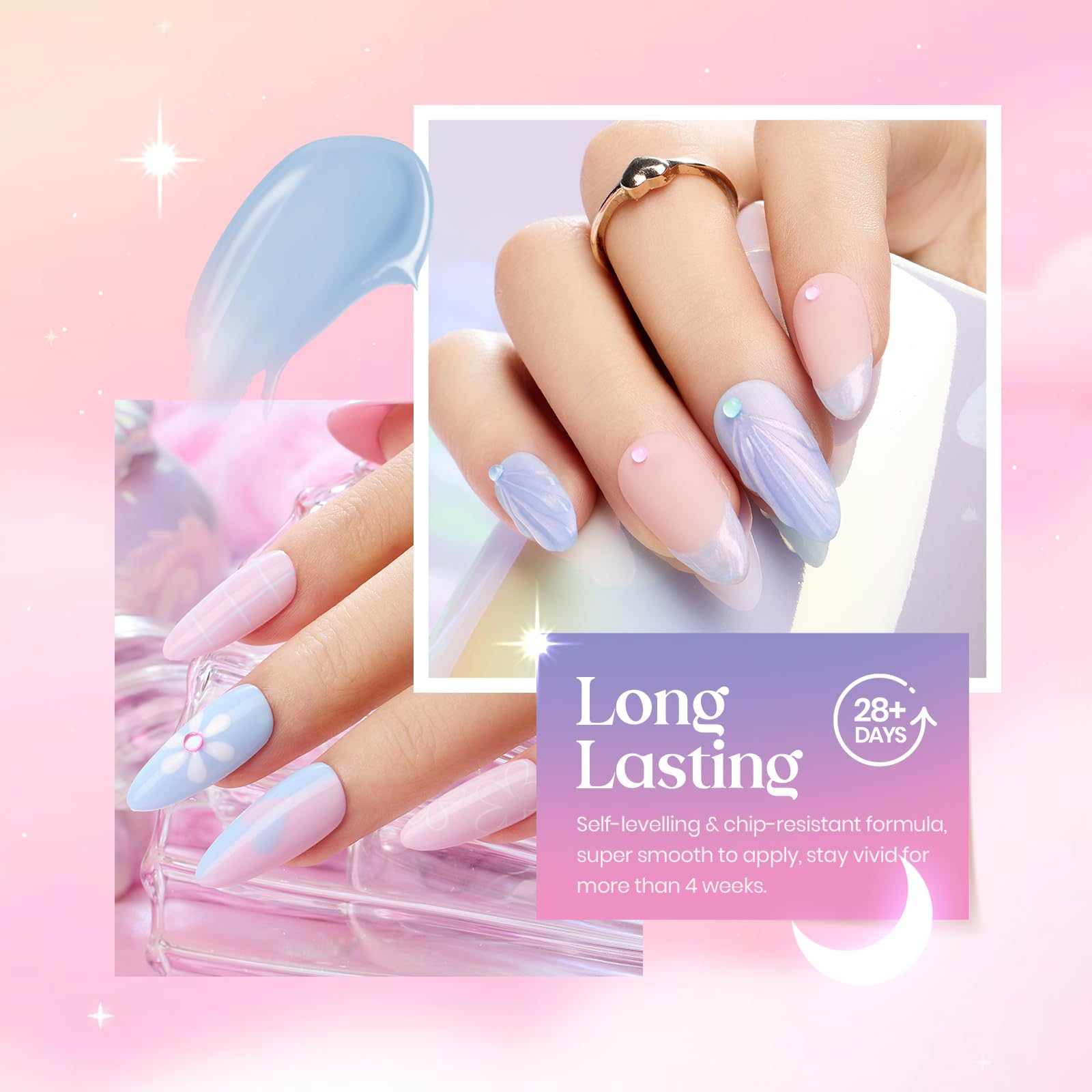 Beetles Pearl Swirl Thread Gel close-up reveals bubble accents for artful nails